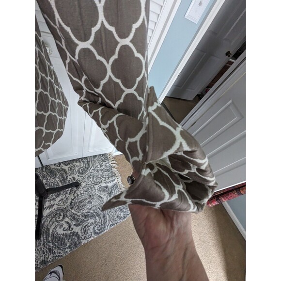 3 Sisters Jacket Coat S(4-6) Open Front Dressy USA Made Geometric Taupe Brown - Picture 8 of 15